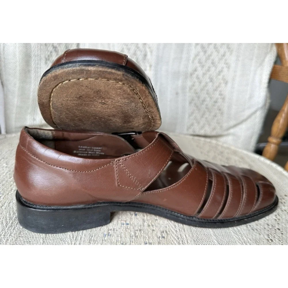 Mens Size 11 Fisherman Sandals Stacy Adams Brown Leather Shoes